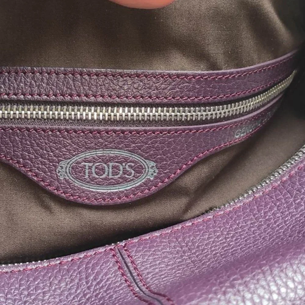 Tod's Charlotte Media Hobo Cargo Pockets Purple Leather Bag